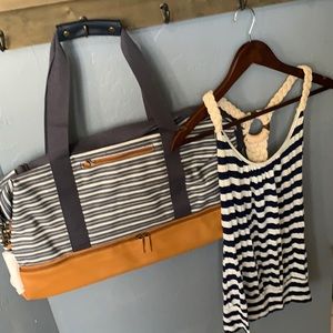 Women’s Charming Charlie Nautical blue/white tank top w/DSW new overnight bag